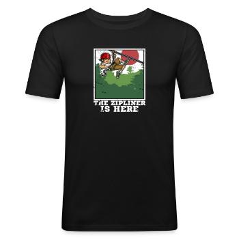 Ziplining Walf Zipliner Seilrutschen Sport Spruch - Männer Slim Fit T-Shirt - Schwarz - Vorne - Nik (191cm)