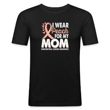 Portez un ruban de couleur pêche au - T-shirt près du corps Homme - noir - Devant - Nik (191cm)