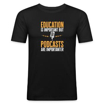 Podcaster Podcast - Men's Slim Fit T-Shirt - black - Front - Nik (191cm)