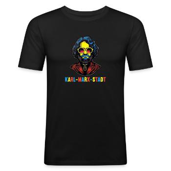 Kommunismus Links Marxismus Karl Marx - Männer Slim Fit T-Shirt - Schwarz - Vorne - Nik (191cm)