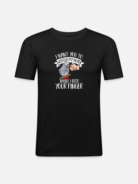 Graupapagei Perroquet gris d’Afrique Papagei - T-shirt près du corps Homme - noir