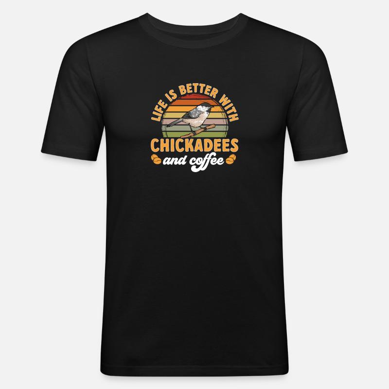 Meise Vogel Chickadee Vogelbeobachtung - Männer Slim Fit T-Shirt - Schwarz