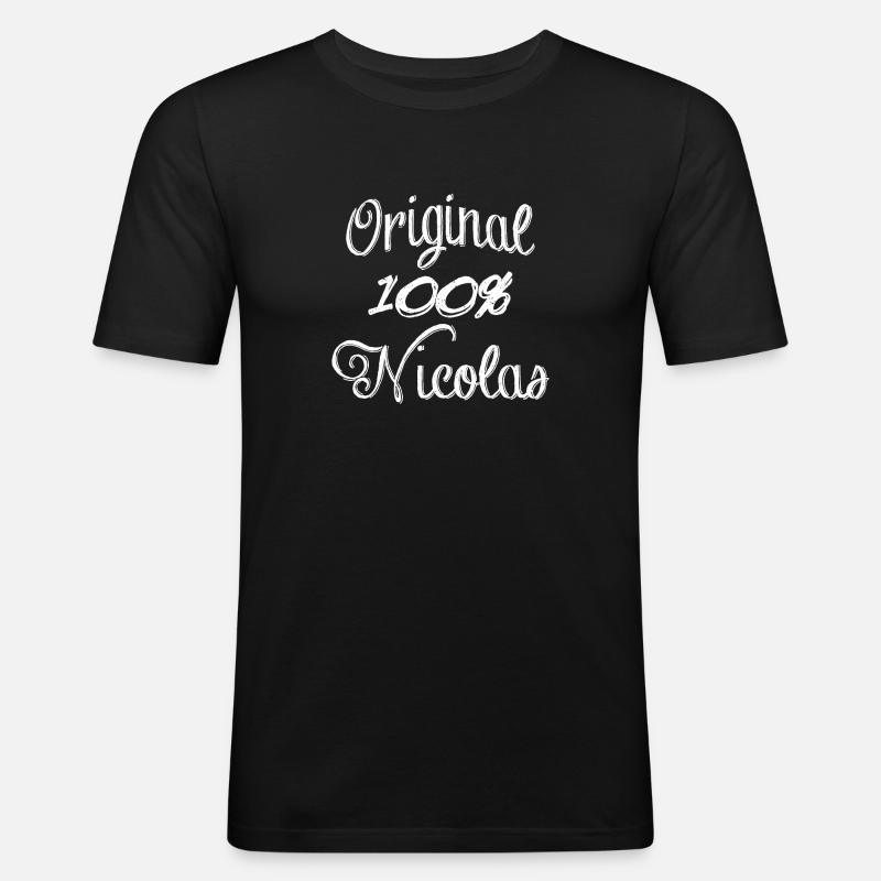 Original 100% Nicolas - Männer Slim Fit T-Shirt - Schwarz