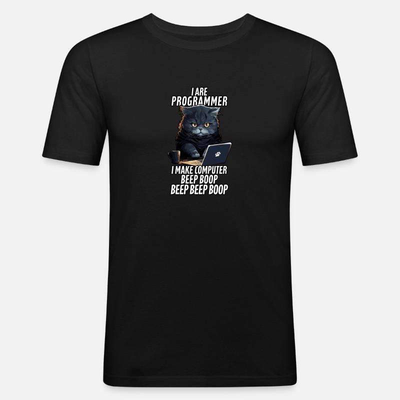 Ich bin Programmierer Beep Boop - Männer Slim Fit T-Shirt - Schwarz