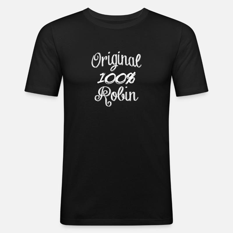 Original 100% Robin - Männer Slim Fit T-Shirt - Schwarz