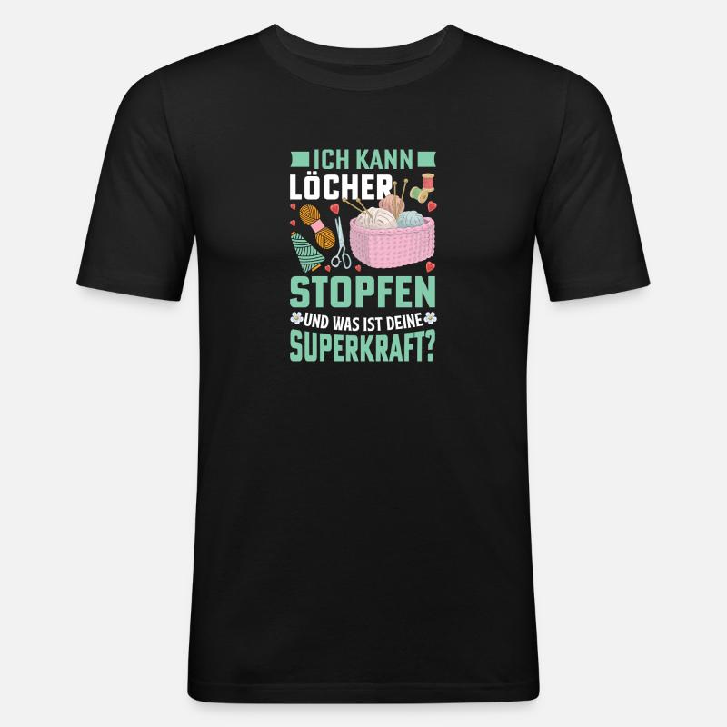 Löcher stopfen Nähen Geschenkidee - Männer Slim Fit T-Shirt - Schwarz
