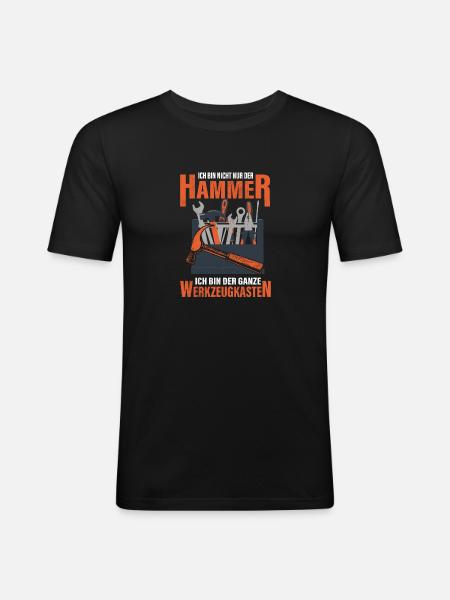 Hammer Werkzeugkasten Handwerker - Männer Slim Fit T-Shirt - Schwarz