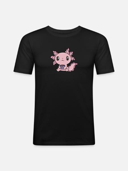 Coffee Cute Axolotl - Men's Slim Fit T-Shirt - black