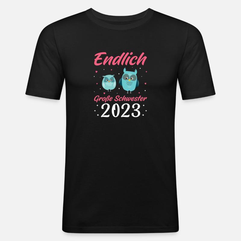 Große Schwester 2023 Geschenk - Männer Slim Fit T-Shirt - Schwarz