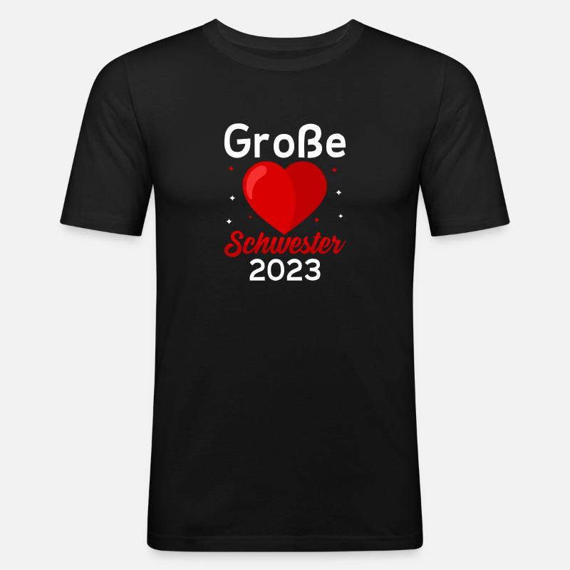 Schwester 2023 Geschenk Kinder - Männer Slim Fit T-Shirt - Schwarz