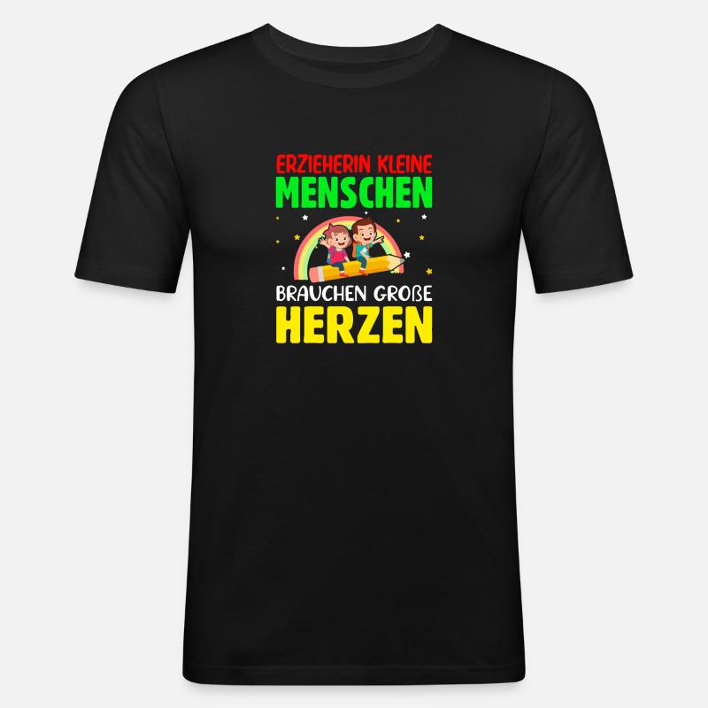 Erzieherin Abschiedsgeschenk - Männer Slim Fit T-Shirt - Schwarz