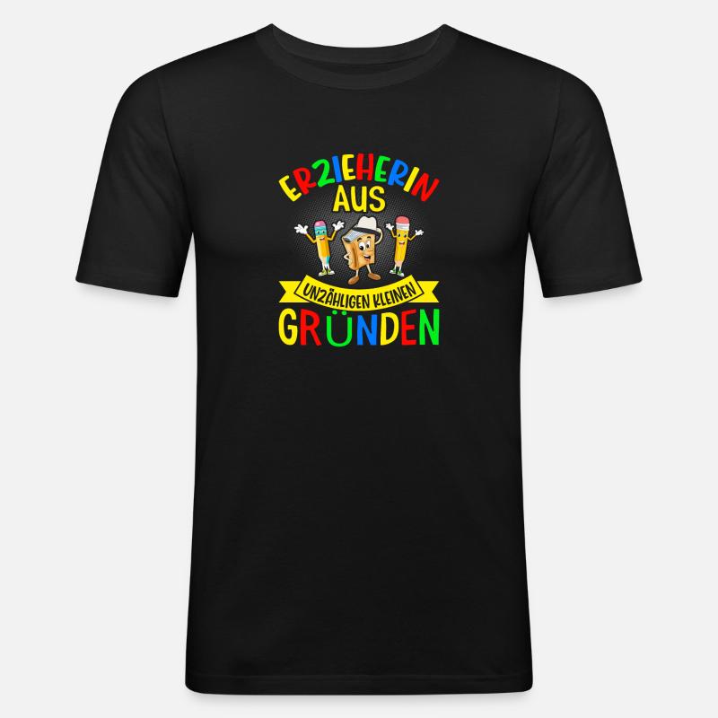 Erzieherin Abschiedsgeschenkidee - Männer Slim Fit T-Shirt - Schwarz