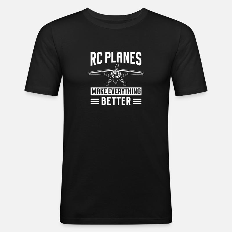 Ferngesteuertes Flugzeug Modellflugzeug - Männer Slim Fit T-Shirt - Schwarz