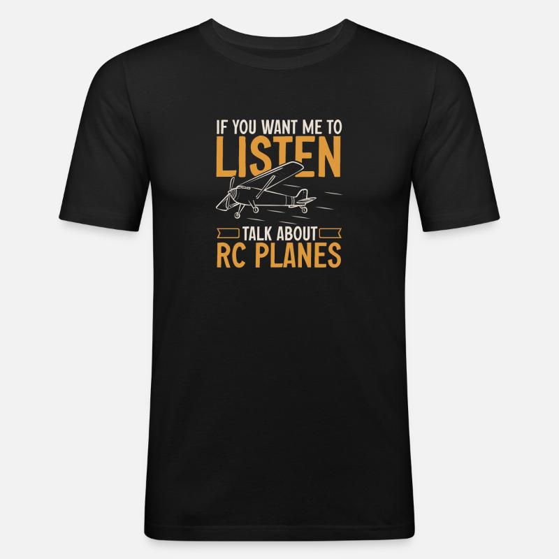 Ferngesteuertes Flugzeug Modellflugzeug - Männer Slim Fit T-Shirt - Schwarz