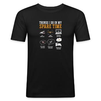 Remote Controlled Airplane Model Airplane - Men's Slim Fit T-Shirt - black - Front - Nik (191cm)