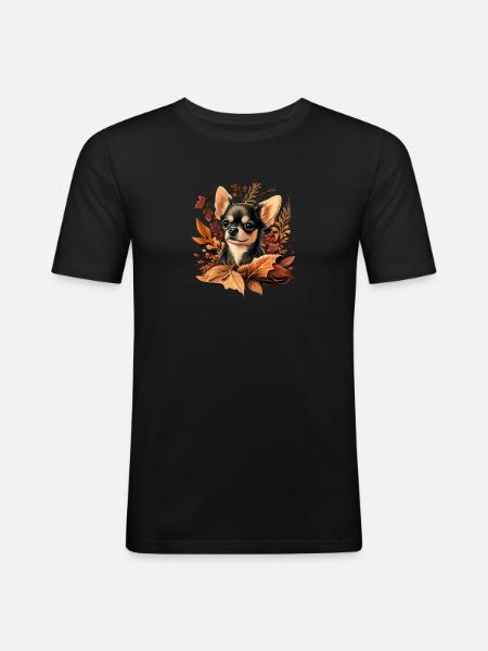 Chihuahua | Thanksgiving Day Erntedankfest Bauer - Männer Slim Fit T-Shirt - Schwarz