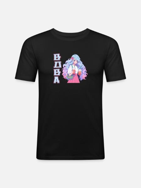 Anime and Boba Bubble Tea - Men's Slim Fit T-Shirt - black