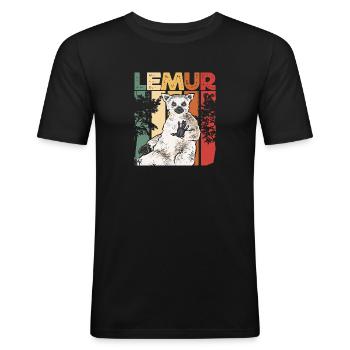 Lemur Catta Ring-tailed lemur - Men's Slim Fit T-Shirt - black - Front - Nik (191cm)