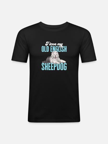 Old English Sheepdog Sheepie Bobtail - Men's Slim Fit T-Shirt - black