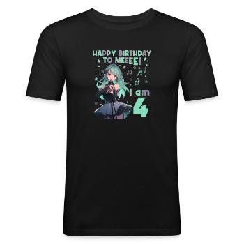 Anime Mandga K-Pop KPop Mädchen 4. Geburtstag - Männer Slim Fit T-Shirt - Schwarz - Vorne - Nik (191cm)