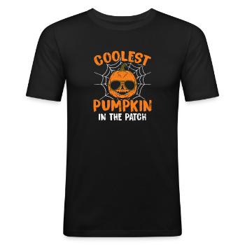 Coolest Pumpkin In The Patch Halloween - Men's Slim Fit T-Shirt - black - Front - Nik (191cm)