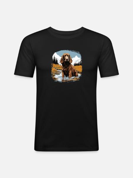 Dog American Water Spaniel - Men's Slim Fit T-Shirt - black