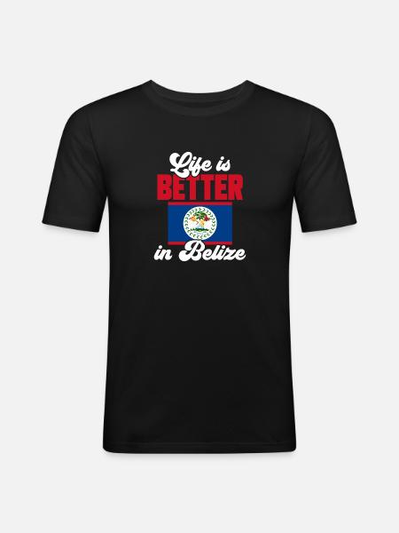 Belize Flagge Belizer - Männer Slim Fit T-Shirt - Schwarz