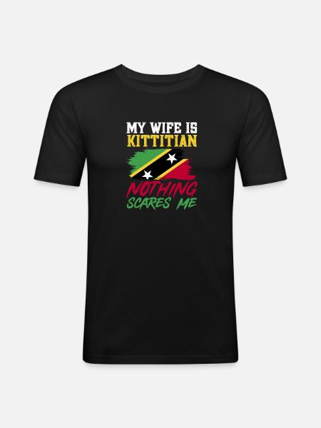 Drapeau de Saint-Kitts-et-Nevis - T-shirt près du corps Homme - noir