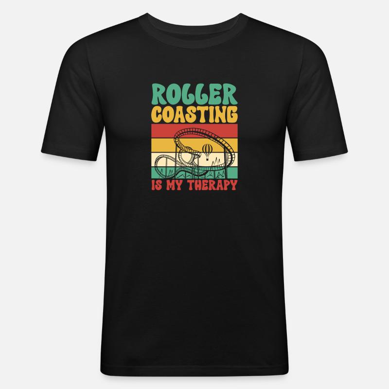 Achterbahn Rollercoaster Freizeitpark - Männer Slim Fit T-Shirt - Schwarz