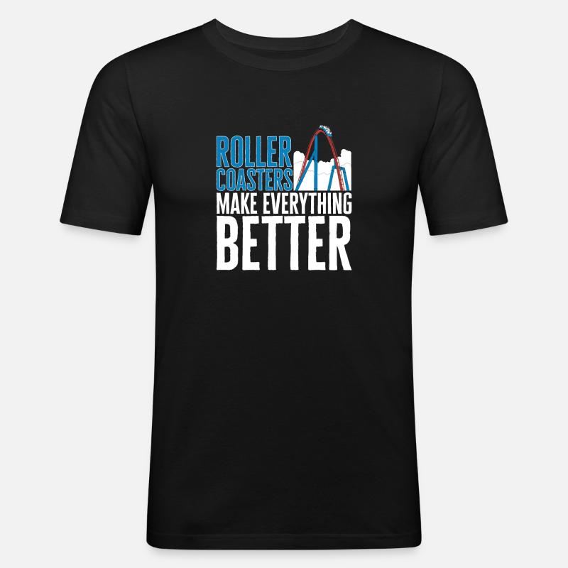 Achterbahn Rollercoaster Freizeitpark - Männer Slim Fit T-Shirt - Schwarz