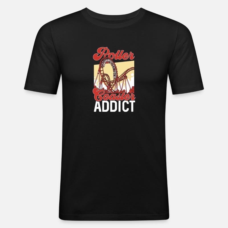 Achterbahn Rollercoaster Freizeitpark - Männer Slim Fit T-Shirt - Schwarz