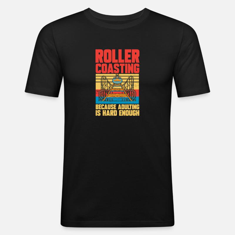 Achterbahn Rollercoaster Freizeitpark - Männer Slim Fit T-Shirt - Schwarz