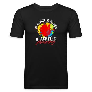 No brush No problem Acrylic pouring - Men's Slim Fit T-Shirt - black - Front - Nik (191cm)