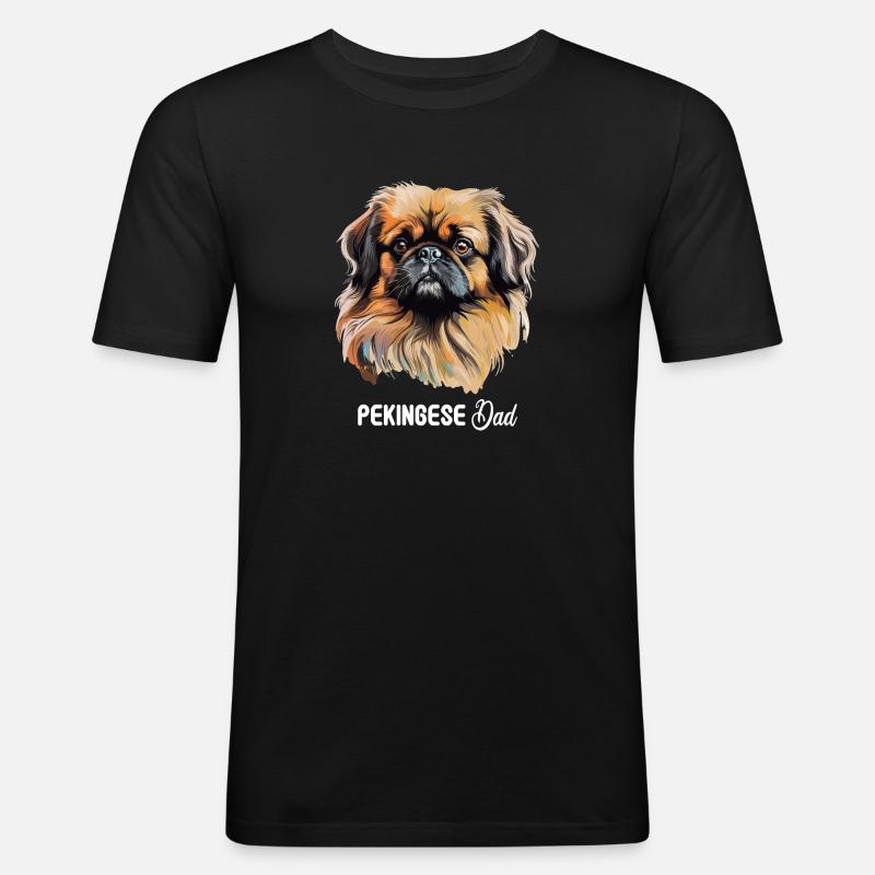 Pekingese - Männer Slim Fit T-Shirt - Schwarz