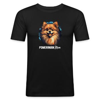 Poméranien - T-shirt près du corps Homme - noir - Devant - Nik (191cm)