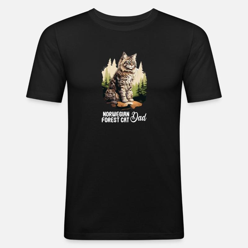 Norwegian Forest Cat - Männer Slim Fit T-Shirt - Schwarz