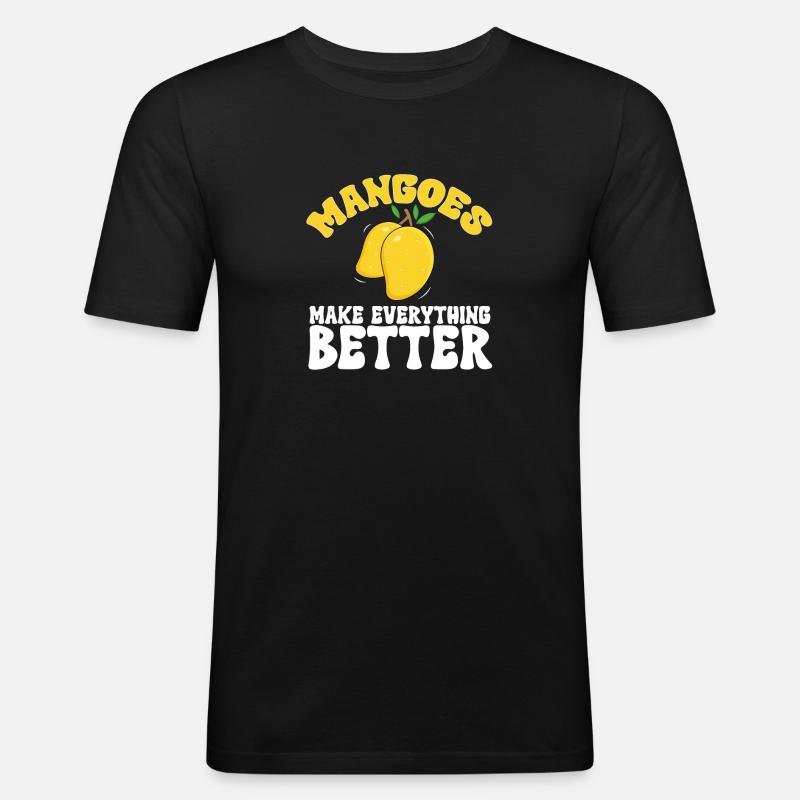 Mango Frucht Mango - Männer Slim Fit T-Shirt - Schwarz