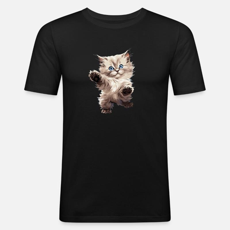 Ragdoll - Männer Slim Fit T-Shirt - Schwarz