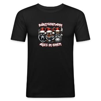 Bärtigermann alles in einem Wikinger Weihnachten - Männer Slim Fit T-Shirt - Schwarz - Vorne - Nik (191cm)