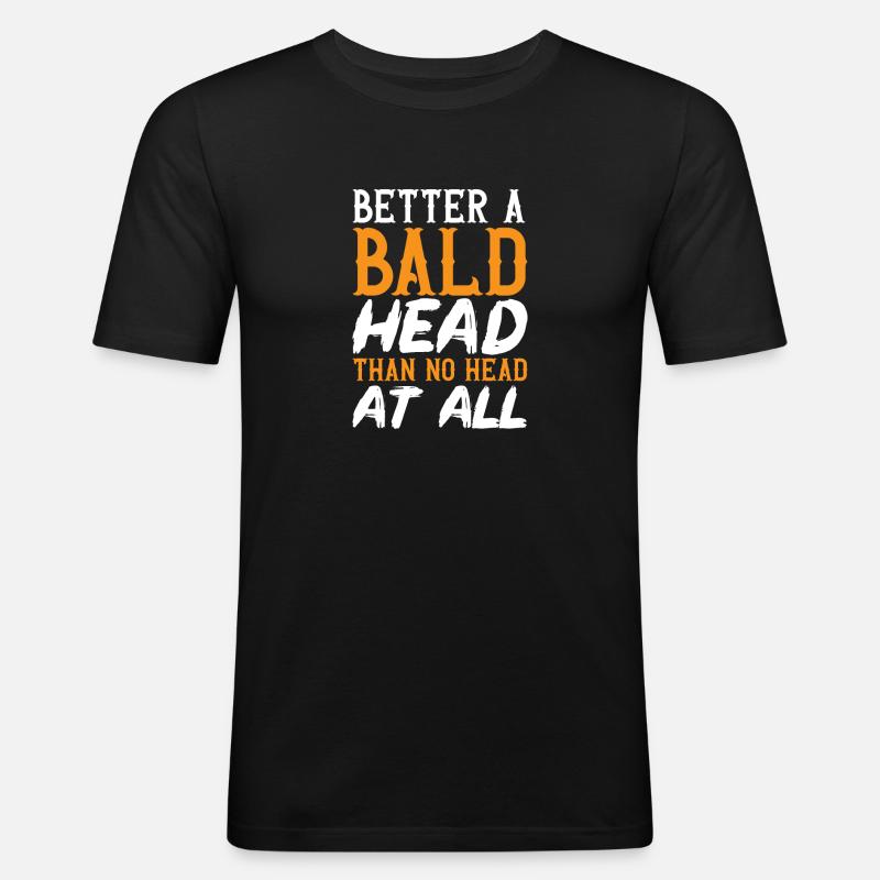 Glatze Kahlköpfigkeit Bart Glatzkopf - Männer Slim Fit T-Shirt - Schwarz
