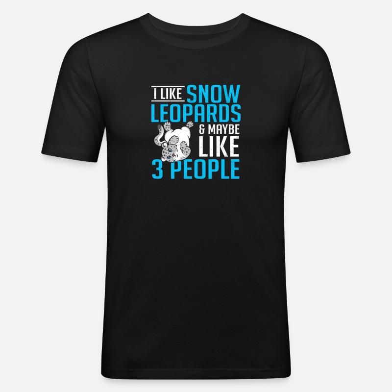 Schneeleopard - Männer Slim Fit T-Shirt - Schwarz