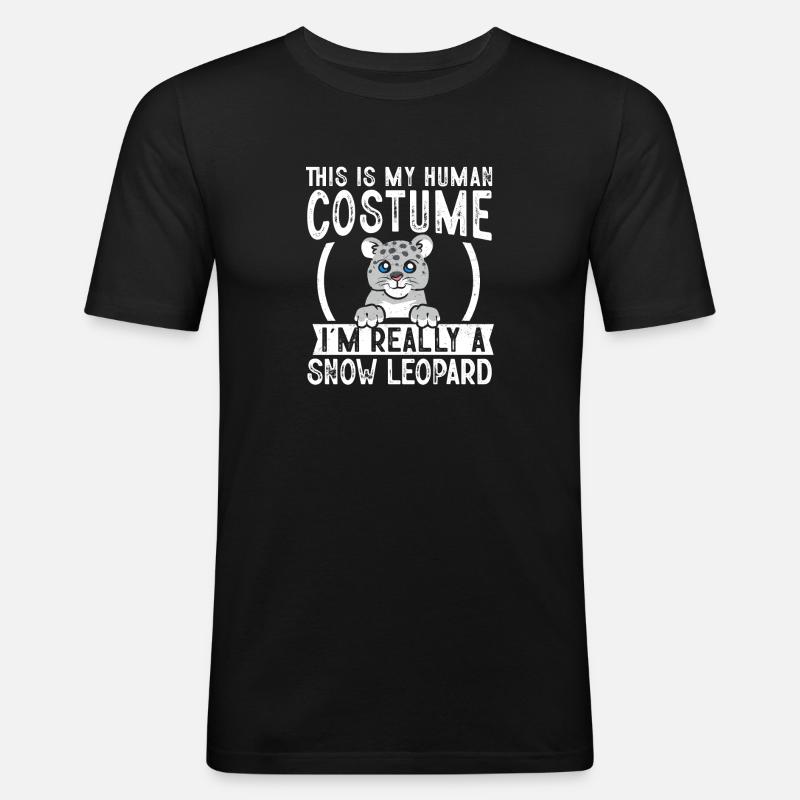 Schneeleopard - Männer Slim Fit T-Shirt - Schwarz