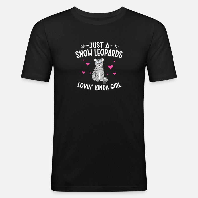 Schneeleopard - Männer Slim Fit T-Shirt - Schwarz