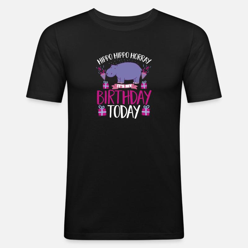 Flusspferd Nilpferd - Männer Slim Fit T-Shirt - Schwarz
