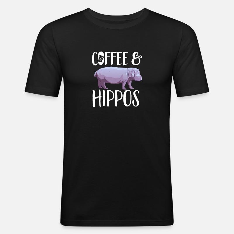 Flusspferd Nilpferd - Männer Slim Fit T-Shirt - Schwarz