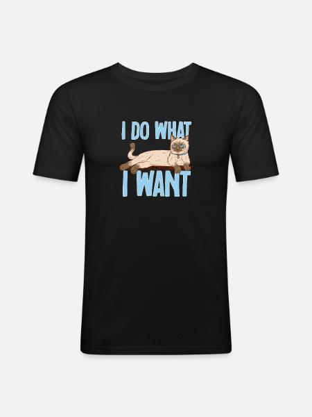 Siamkatze - Männer Slim Fit T-Shirt - Schwarz