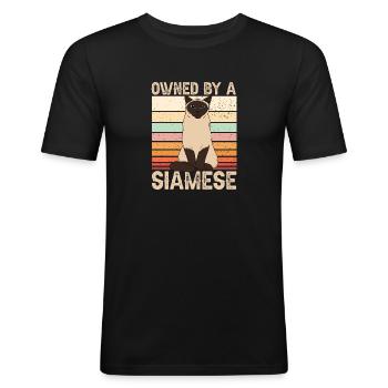 Siamkatze - Männer Slim Fit T-Shirt - Schwarz - Vorne - Nik (191cm)
