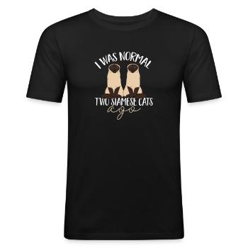 Siamkatze - Männer Slim Fit T-Shirt - Schwarz - Vorne - Nik (191cm)