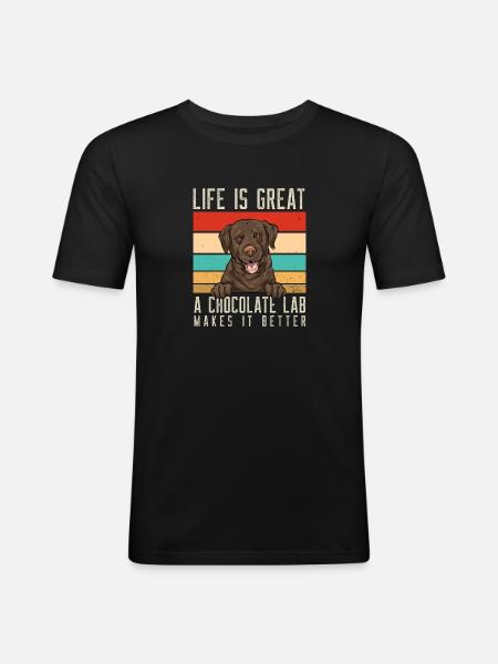 Chocolate Labrador Retriever Dog - Men's Slim Fit T-Shirt - black