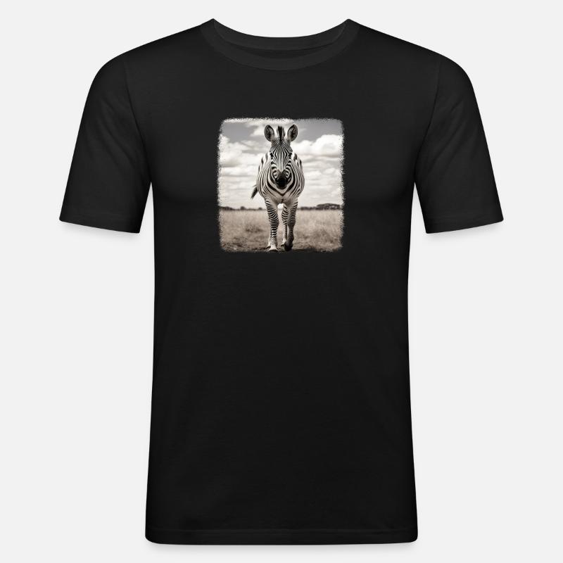 Zebras realistic Zebra - Men's Slim Fit T-Shirt - black